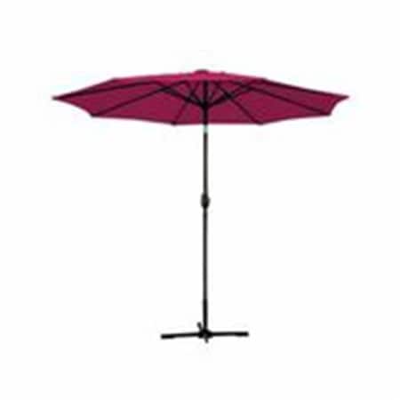 Propation 9 Ft. Aluminum Patio Market Umbrella Tilt with Crank - Burgundy Fabric & Black Pole PR335436